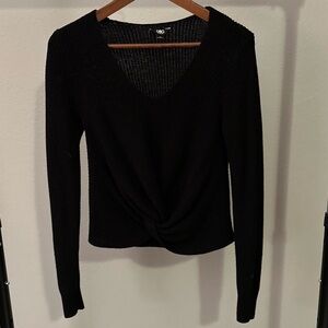 GBG Los Angeles Black Long Sleeve Wrap Blouse